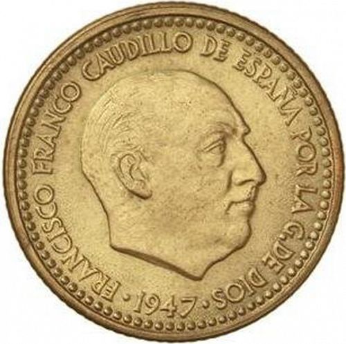 1 Peseta Obverse Image minted in SPAIN in 1947 / 52 (1936-75  -  NATIONALIST GOVERMENT)  - The Coin Database