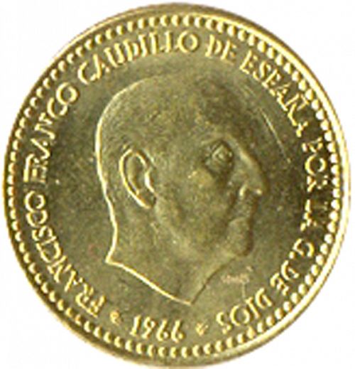 1 Peseta Obverse Image minted in SPAIN in 1966 / 67 (1936-75  -  NATIONALIST GOVERMENT)  - The Coin Database
