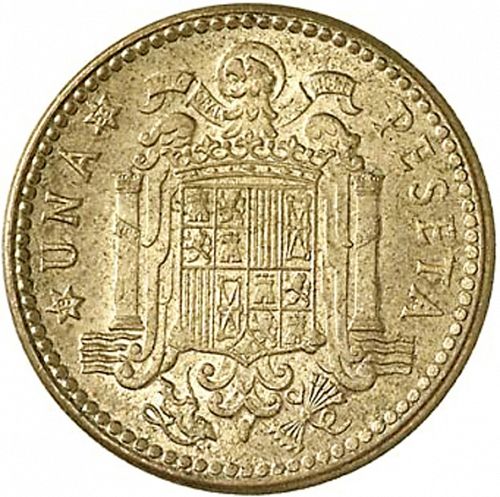 1 Peseta Reverse Image minted in SPAIN in 1947 / 53 (1936-75  -  NATIONALIST GOVERMENT)  - The Coin Database
