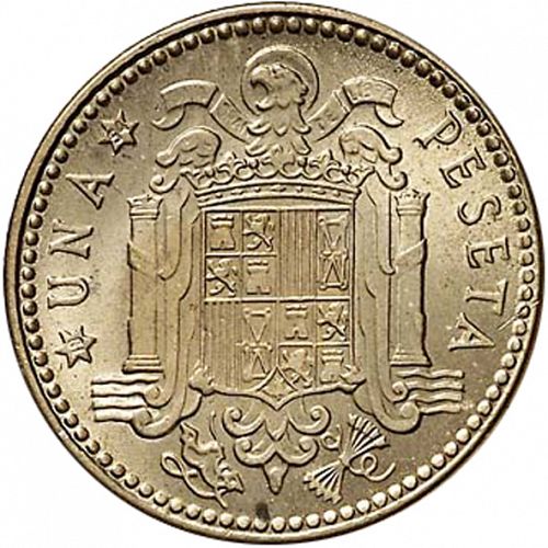 1 Peseta Reverse Image minted in SPAIN in 1947 / 54 (1936-75  -  NATIONALIST GOVERMENT)  - The Coin Database