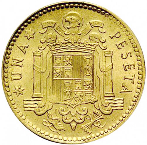 1 Peseta Reverse Image minted in SPAIN in 1953 / 56 (1936-75  -  NATIONALIST GOVERMENT)  - The Coin Database