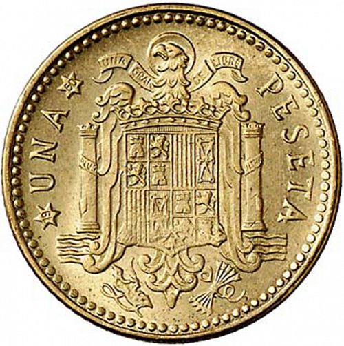 1 Peseta Reverse Image minted in SPAIN in 1953 / 60 (1936-75  -  NATIONALIST GOVERMENT)  - The Coin Database