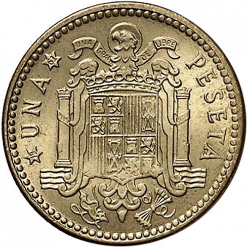 1 Peseta Reverse Image minted in SPAIN in 1953 / 61 (1936-75  -  NATIONALIST GOVERMENT)  - The Coin Database