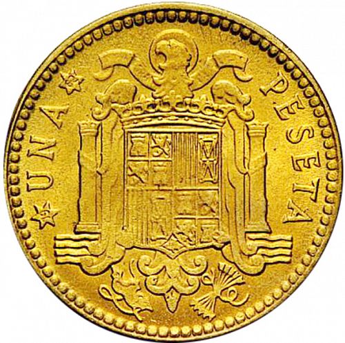 1 Peseta Reverse Image minted in SPAIN in 1953 / 62 (1936-75  -  NATIONALIST GOVERMENT)  - The Coin Database
