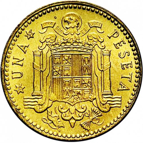 1 Peseta Reverse Image minted in SPAIN in 1963 / 65 (1936-75  -  NATIONALIST GOVERMENT)  - The Coin Database