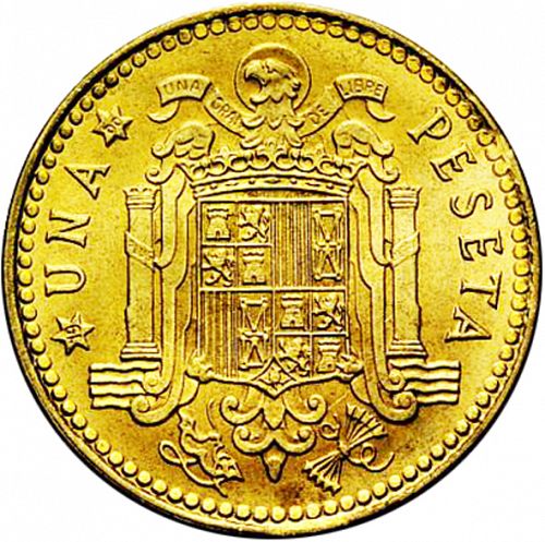 1 Peseta Reverse Image minted in SPAIN in 1966 / 68 (1936-75  -  NATIONALIST GOVERMENT)  - The Coin Database