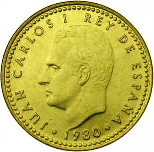 1 Peseta Obverse Image minted in SPAIN in 1980 / 80 (1975-82  -  JUAN CARLOS I)  - The Coin Database