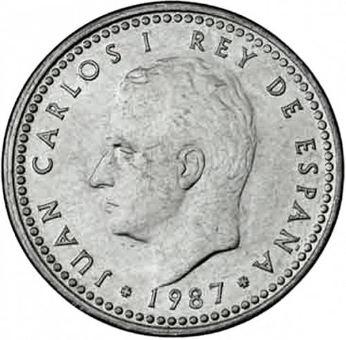 1 Peseta Obverse Image minted in SPAIN in 1987 (1975-82  -  JUAN CARLOS I)  - The Coin Database