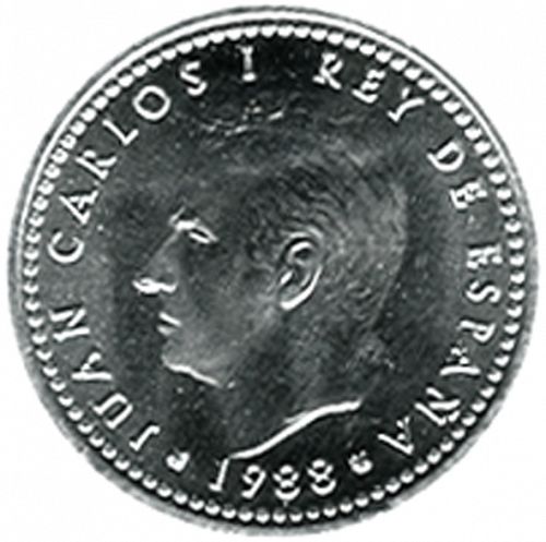 1 Peseta Obverse Image minted in SPAIN in 1988 (1975-82  -  JUAN CARLOS I)  - The Coin Database