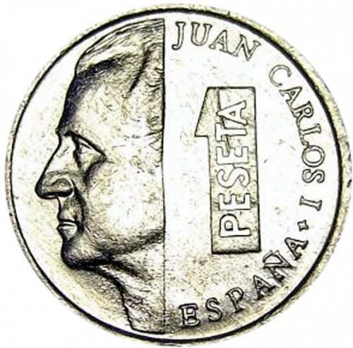 1 Peseta Obverse Image minted in SPAIN in 1990 (1982-01  -  JUAN CARLOS I - New Design)  - The Coin Database