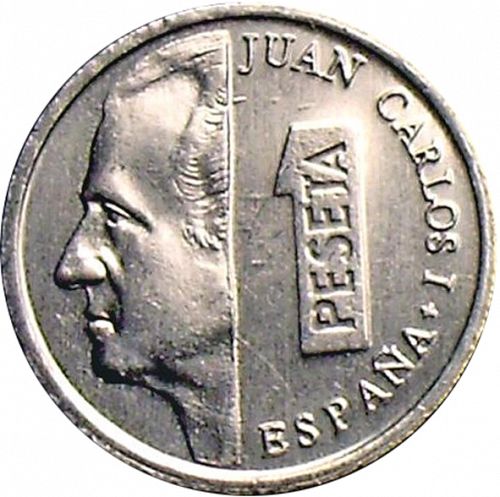 1 Peseta Obverse Image minted in SPAIN in 1998 (1982-01  -  JUAN CARLOS I - New Design)  - The Coin Database