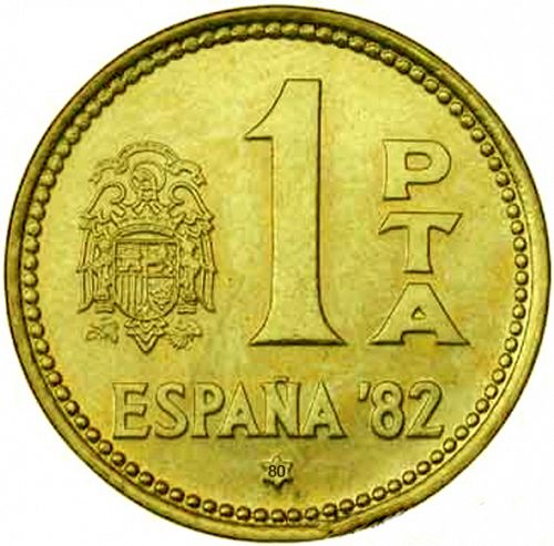 1 Peseta Reverse Image minted in SPAIN in 1980 / 80 (1975-82  -  JUAN CARLOS I)  - The Coin Database