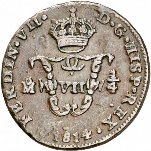1 Quarto Obverse Image minted in SPAIN in 1814 (1808-33  -  FERNANDO VII - Local coinage)  - The Coin Database
