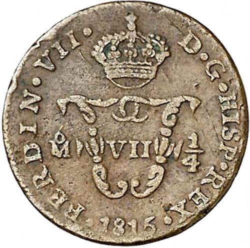 1 Quarto Obverse Image minted in SPAIN in 1815 (1808-33  -  FERNANDO VII - Local coinage)  - The Coin Database