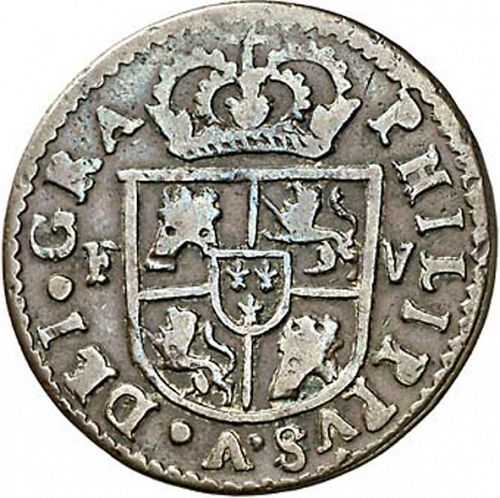 1 Seisenio Obverse Image minted in SPAIN in 1709F (1700-46  -  FELIPE V - Local Coinage)  - The Coin Database