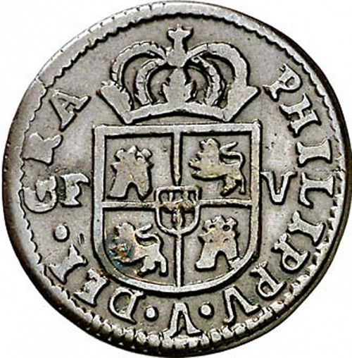 1 Treseta Obverse Image minted in SPAIN in 1711F (1700-46  -  FELIPE V - Local Coinage)  - The Coin Database