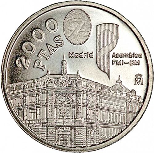 2000 Pesetas Reverse Image minted in SPAIN in 1994 (1982-01  -  JUAN CARLOS I - New Design)  - The Coin Database