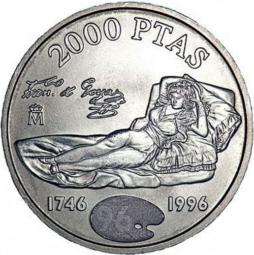 2000 Pesetas Reverse Image minted in SPAIN in 1996 (1982-01  -  JUAN CARLOS I - New Design)  - The Coin Database