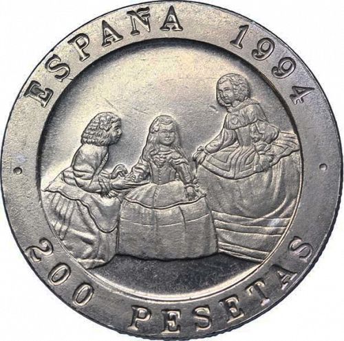 200 Pesetas Obverse Image minted in SPAIN in 1994 (1982-01  -  JUAN CARLOS I - New Design)  - The Coin Database
