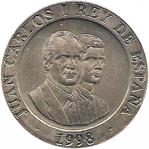 200 Pesetas Obverse Image minted in SPAIN in 1998 (1982-01  -  JUAN CARLOS I - New Design)  - The Coin Database