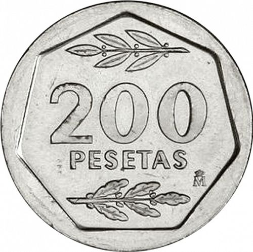 200 Pesetas Reverse Image minted in SPAIN in 1986 (1982-01  -  JUAN CARLOS I - New Design)  - The Coin Database