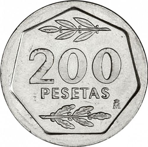 200 Pesetas Reverse Image minted in SPAIN in 1986 (1982-01  -  JUAN CARLOS I - New Design)  - The Coin Database