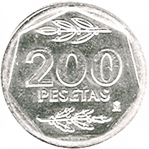 200 Pesetas Reverse Image minted in SPAIN in 1988 (1982-01  -  JUAN CARLOS I - New Design)  - The Coin Database