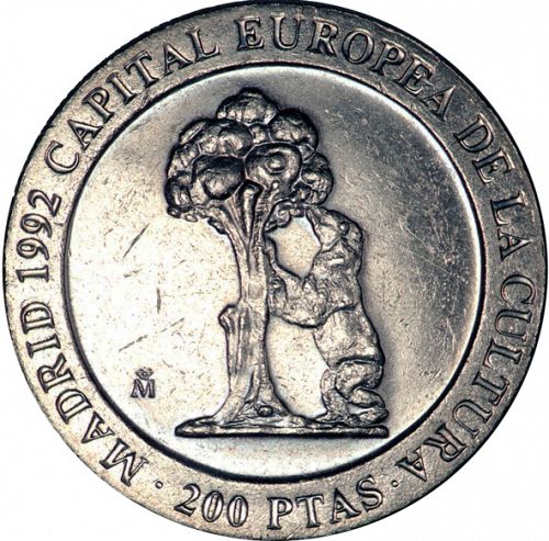 200 Pesetas Reverse Image minted in SPAIN in 1992 (1982-01  -  JUAN CARLOS I - New Design)  - The Coin Database