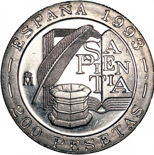 200 Pesetas Reverse Image minted in SPAIN in 1993 (1982-01  -  JUAN CARLOS I - New Design)  - The Coin Database