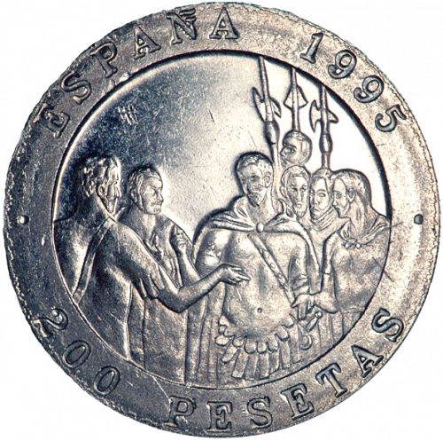 200 Pesetas Reverse Image minted in SPAIN in 1995 (1982-01  -  JUAN CARLOS I - New Design)  - The Coin Database