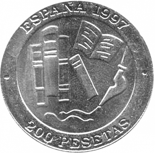 200 Pesetas Reverse Image minted in SPAIN in 1997 (1982-01  -  JUAN CARLOS I - New Design)  - The Coin Database