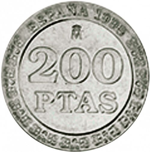 200 Pesetas Reverse Image minted in SPAIN in 1999 (1982-01  -  JUAN CARLOS I - New Design)  - The Coin Database