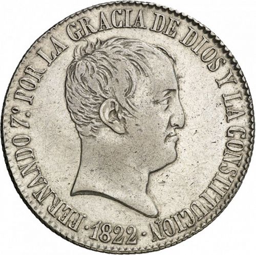20 Reales Obverse Image minted in SPAIN in 1822RD (1821-33  -  FERNANDO VII - Vellon Coinage)  - The Coin Database