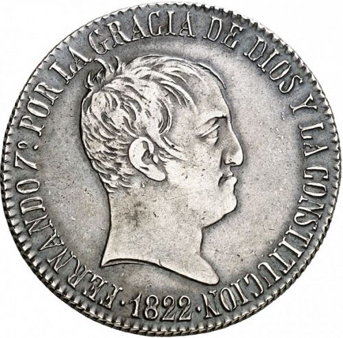 20 Reales Obverse Image minted in SPAIN in 1822SP (1821-33  -  FERNANDO VII - Vellon Coinage)  - The Coin Database
