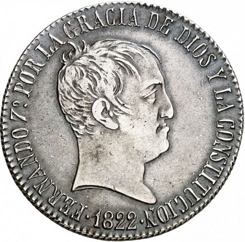 20 Reales Obverse Image minted in SPAIN in 1822SP (1821-33  -  FERNANDO VII - Vellon Coinage)  - The Coin Database