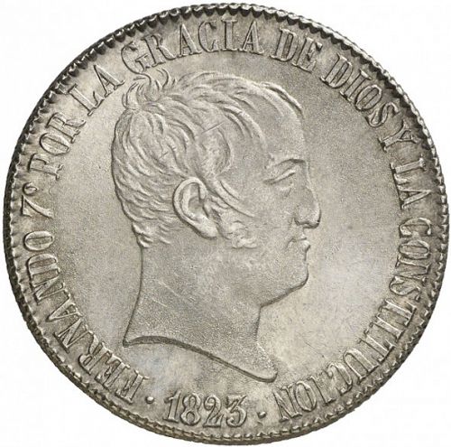 20 Reales Obverse Image minted in SPAIN in 1823SR (1821-33  -  FERNANDO VII - Vellon Coinage)  - The Coin Database
