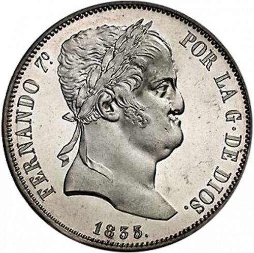 20 Reales Obverse Image minted in SPAIN in 1833DG (1821-33  -  FERNANDO VII - Vellon Coinage)  - The Coin Database