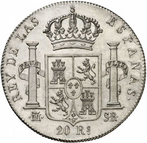 20 Reales Reverse Image minted in SPAIN in 1821SR (1821-33  -  FERNANDO VII - Vellon Coinage)  - The Coin Database