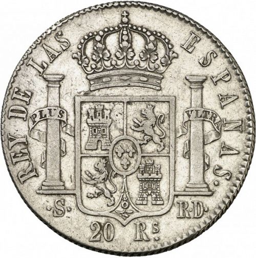 20 Reales Reverse Image minted in SPAIN in 1822RD (1821-33  -  FERNANDO VII - Vellon Coinage)  - The Coin Database