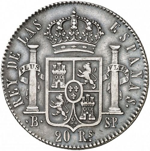20 Reales Reverse Image minted in SPAIN in 1822SP (1821-33  -  FERNANDO VII - Vellon Coinage)  - The Coin Database