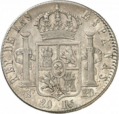 20 Reales Reverse Image minted in SPAIN in 1823RD (1821-33  -  FERNANDO VII - Vellon Coinage)  - The Coin Database