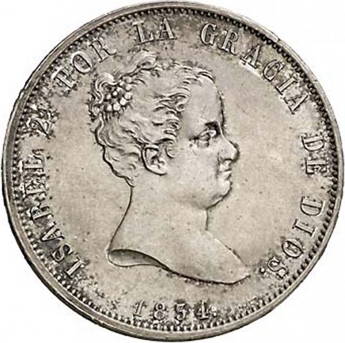 20 Reales Obverse Image minted in SPAIN in 1834DG (1833-48  -  ISABEL II)  - The Coin Database