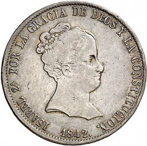 20 Reales Obverse Image minted in SPAIN in 1842RD (1833-48  -  ISABEL II)  - The Coin Database