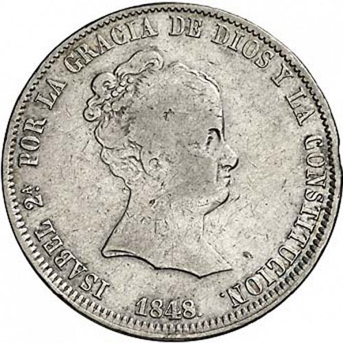 20 Reales Obverse Image minted in SPAIN in 1848CL (1833-48  -  ISABEL II)  - The Coin Database