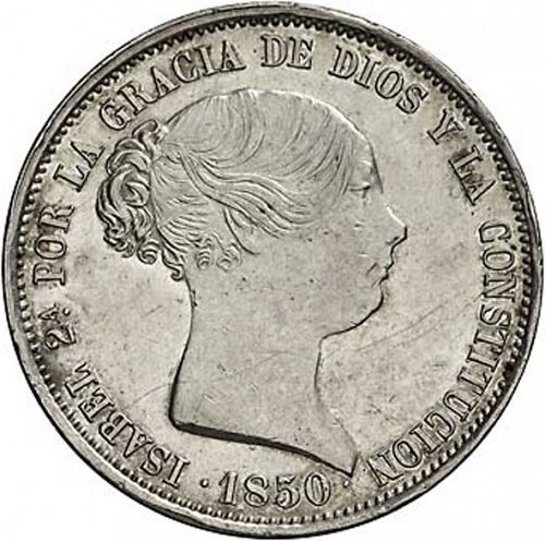 20 Reales Obverse Image minted in SPAIN in 1850CL (1833-48  -  ISABEL II)  - The Coin Database