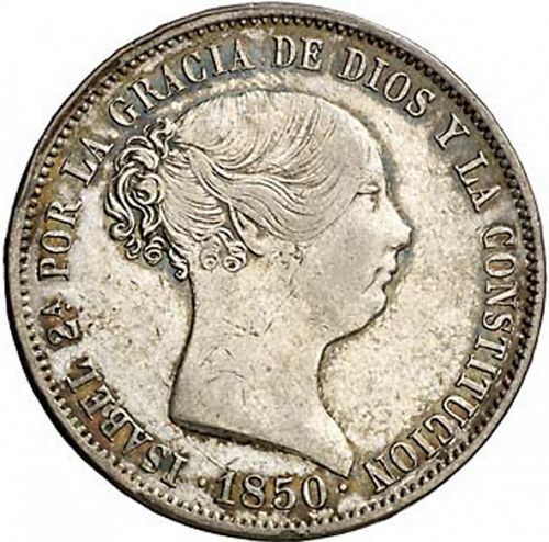 20 Reales Obverse Image minted in SPAIN in 1850RD (1833-48  -  ISABEL II)  - The Coin Database
