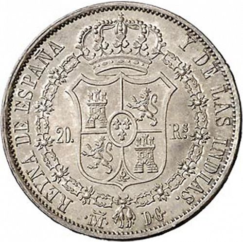 20 Reales Reverse Image minted in SPAIN in 1834DG (1833-48  -  ISABEL II)  - The Coin Database