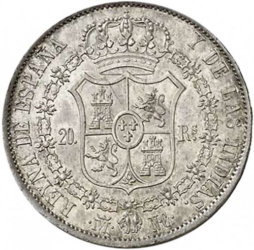 20 Reales Reverse Image minted in SPAIN in 1834NC (1833-48  -  ISABEL II)  - The Coin Database