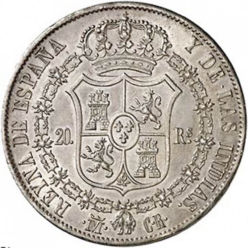 20 Reales Reverse Image minted in SPAIN in 1835CR (1833-48  -  ISABEL II)  - The Coin Database