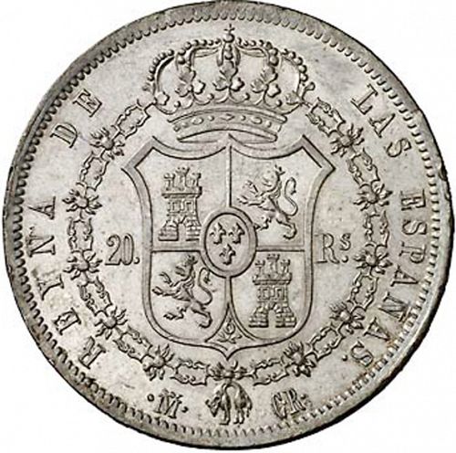 20 Reales Reverse Image minted in SPAIN in 1837CR (1833-48  -  ISABEL II)  - The Coin Database